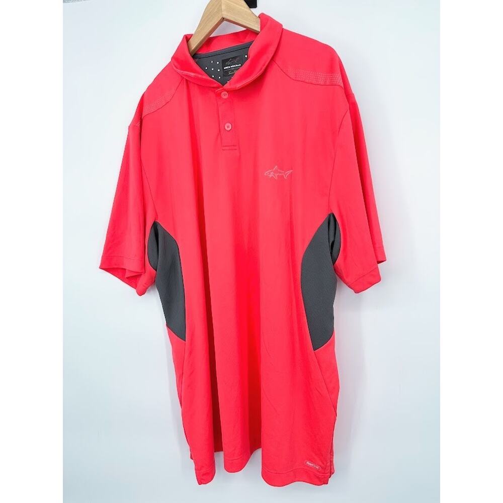 Greg Norman Polo Shirt Mens XL Bright Salmon Pink RapiChill Golf Performance Top